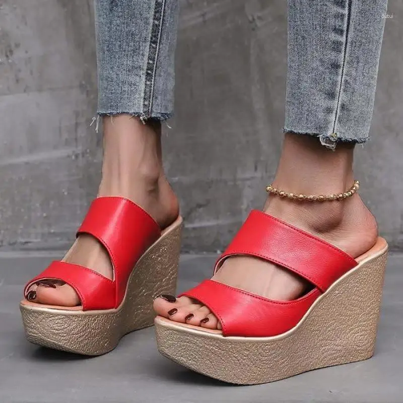 Slipare 2024 High Heels Women Shoes Summer Platform Fashion Footwear Wedges Heel Sandal Beach Zapatillas Mujer Casa