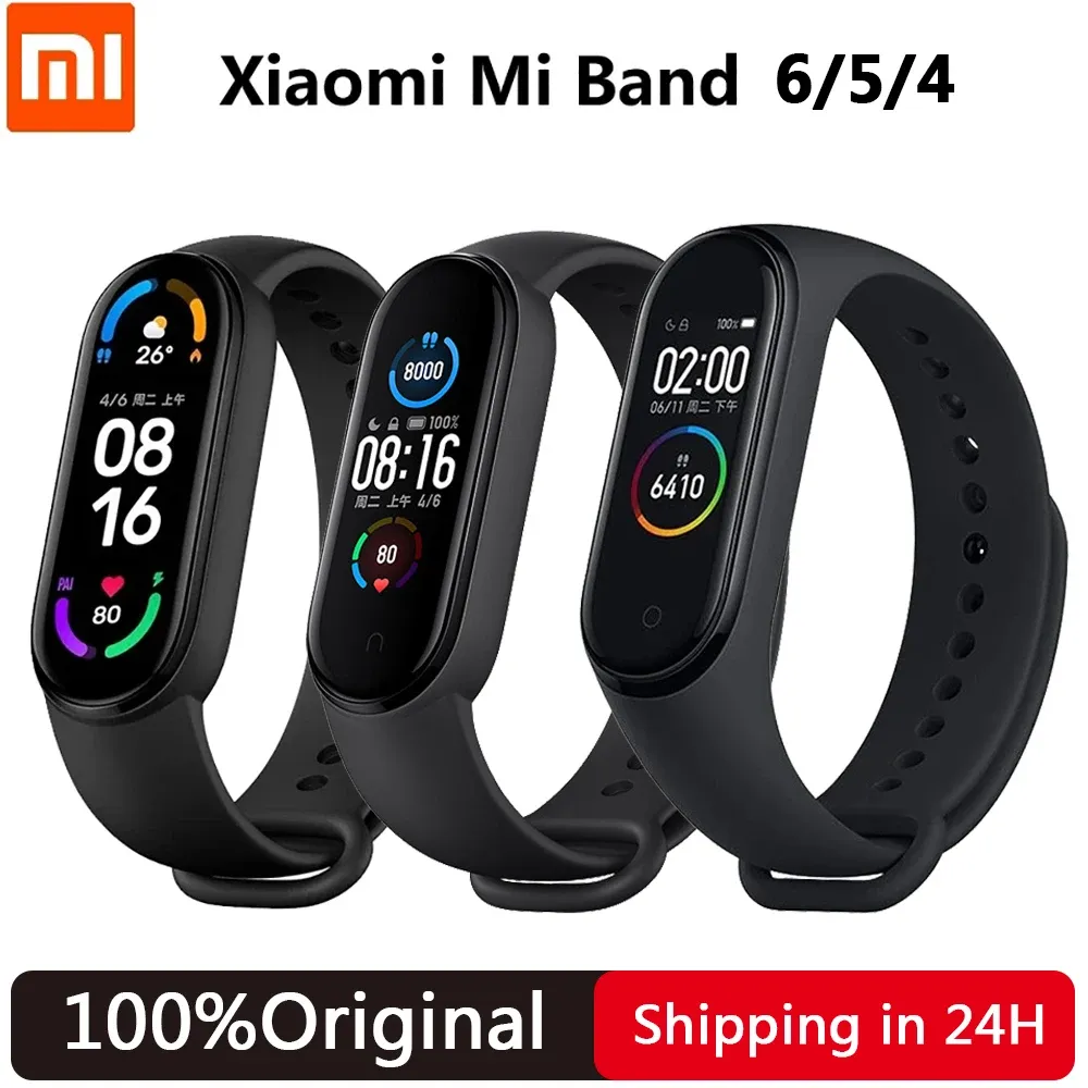 Armbands Xiaomi Mi Band 6 Smart Armband AMOLED SCREE Blood Oxygen Monitor NFC Fitness Tracker 5Atm Waterproof Miband 5 4 Smart Band