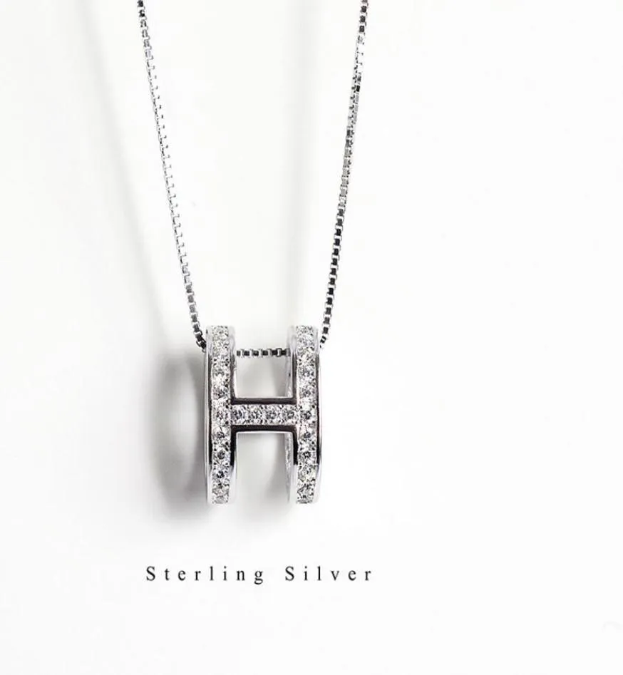 S925 Sterling Silver Letter H Pendant Temperament ClaVicle Chain Halsband Kvinnlig klavikelhalsband Enkel Student Fashion Jewelry9692085