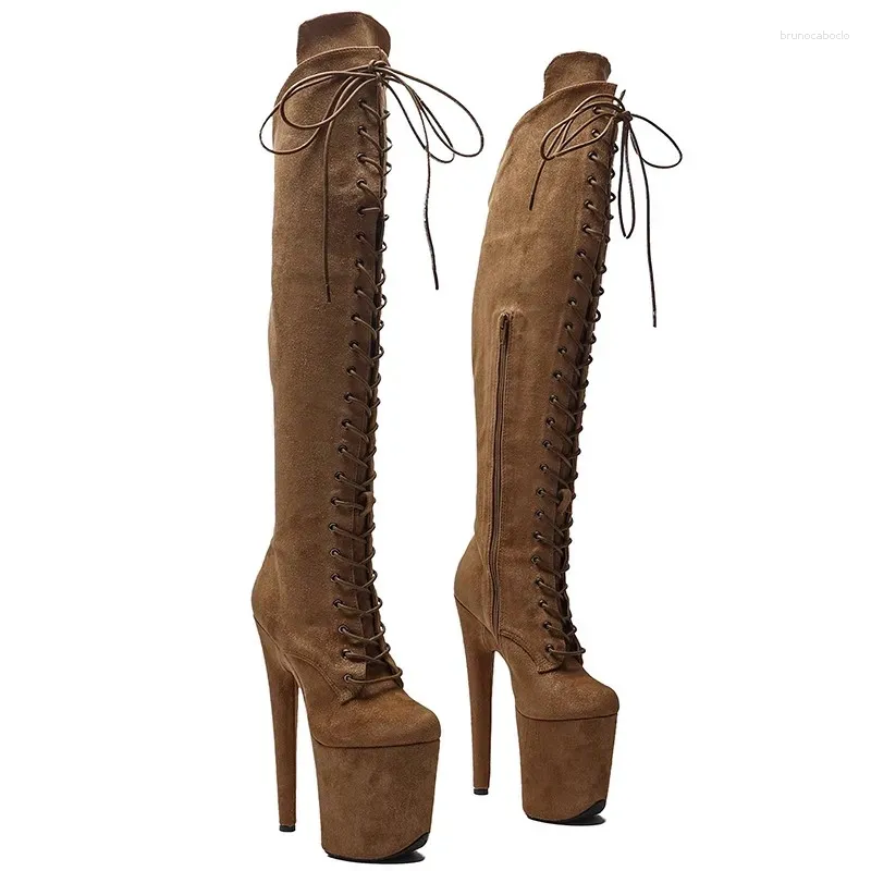 Dance Shoes Fashion Women 20CM/8inches Suede Upper Plating Platform Sexy High Heels Thigh Boots Pole 169-3