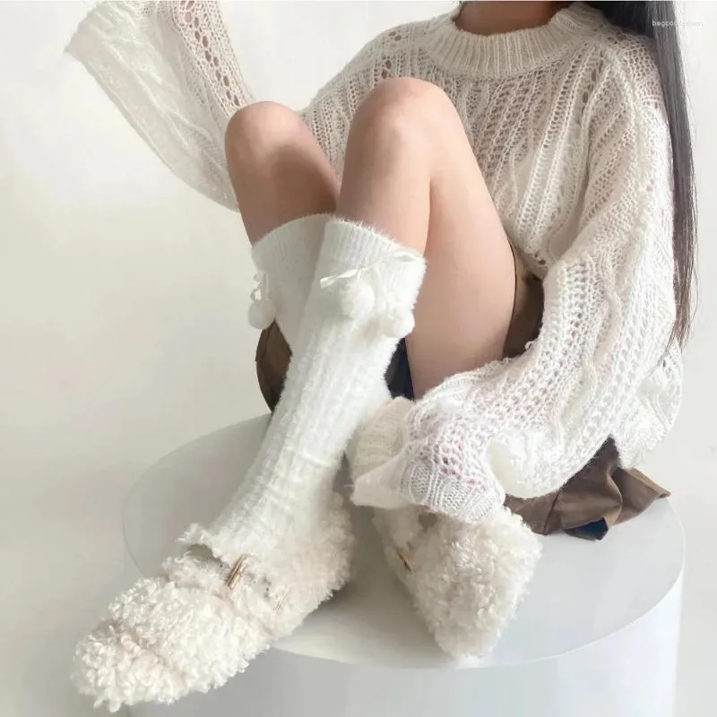 Donne calze calze al ginocchio caldo jk lolita kawaii peluche ragazze graziose calze temporanea inverno autunno inverno spesso