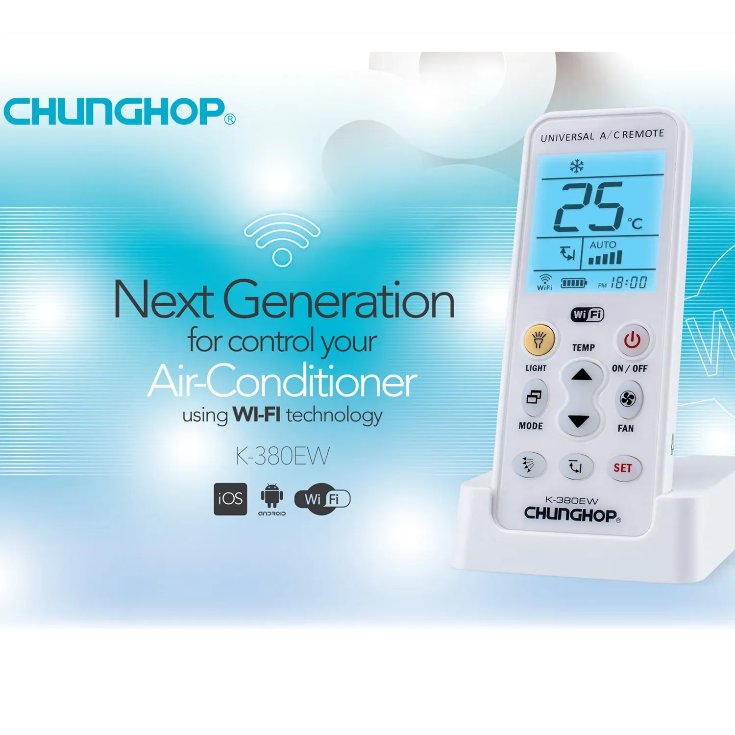 Controllo Chungop K380EW WiFi Universal A/C Controllo telecomando per il condizionatore dell'aria App Smart Controller Smart Recargable