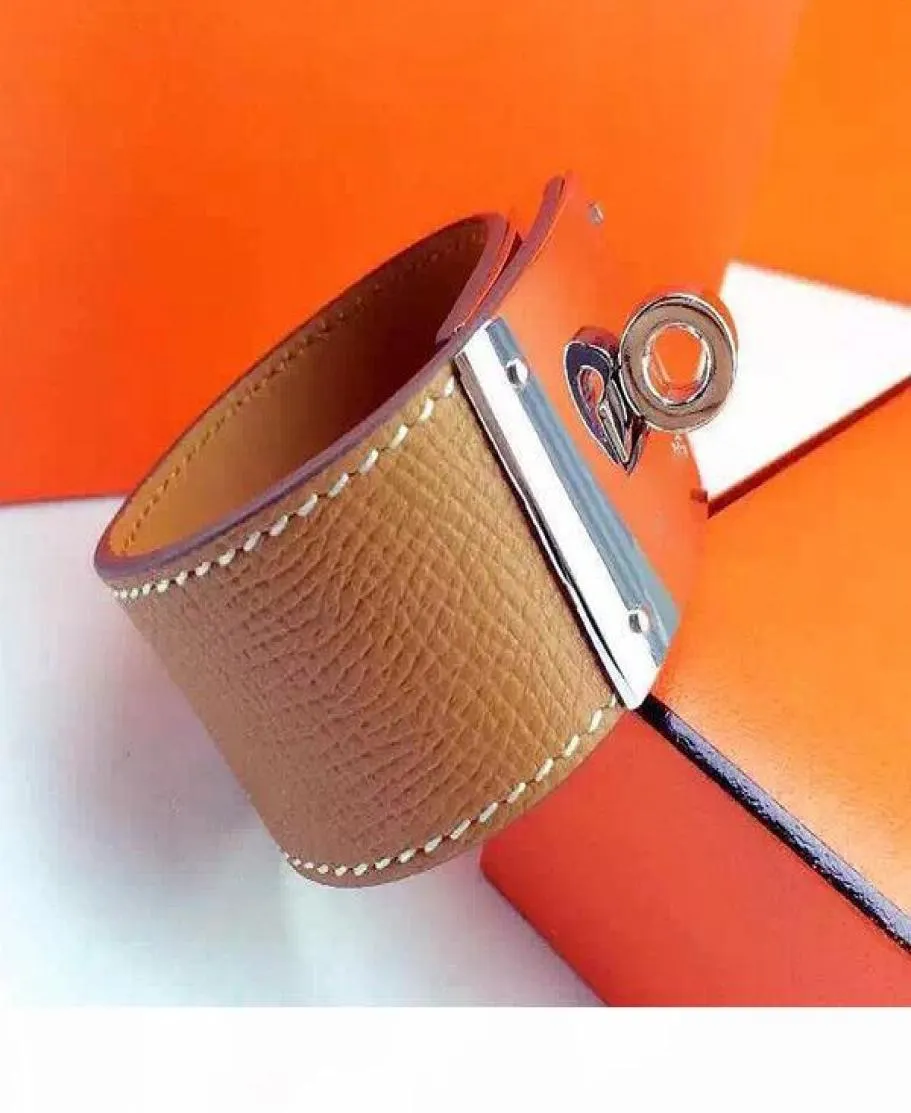 Jóias de jóias h inteiro botão giratório Butão larga pulseira de letra h letra Moda de moda de moda de couro Bracelet4833028