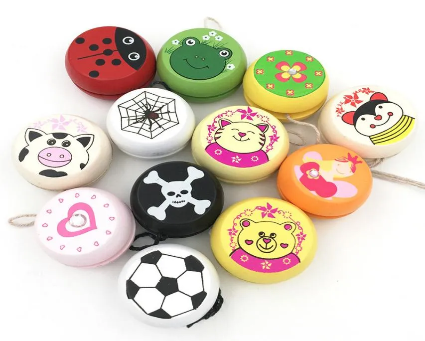 Mix hele 6 pc's schattige dierenprints houten Ladybug Toys Kids Yoyo Creatieve kinderen Yoyo Ball3529471