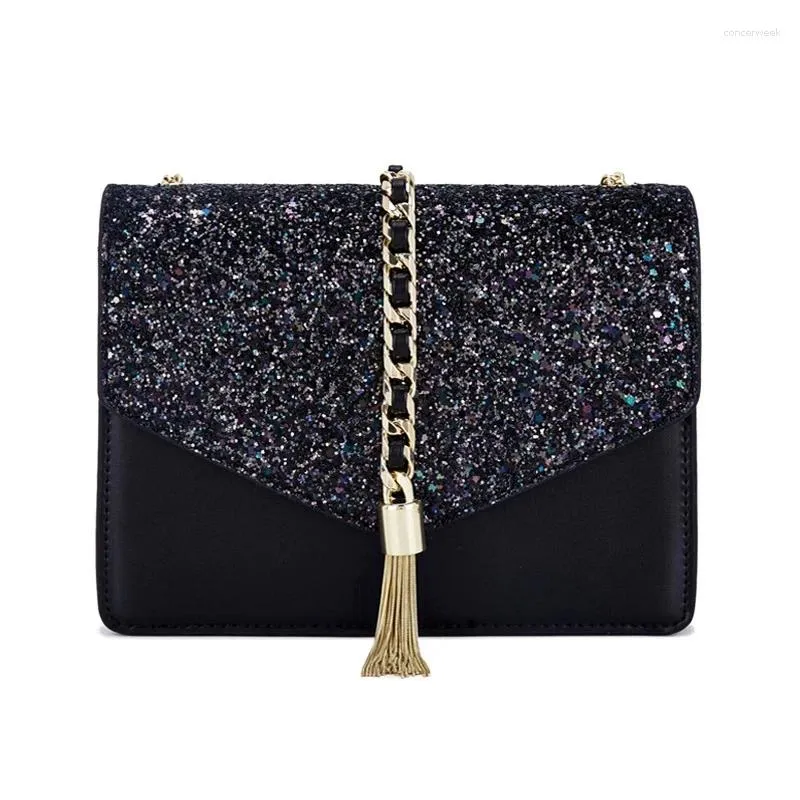 BAG Starry Sky Nappel Chain Gana di moda europea e americana Stile spalla Black Rhinestone Messenger Woman