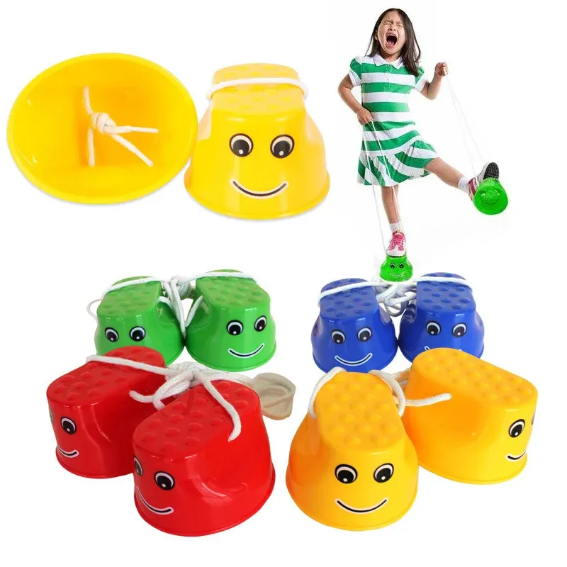 1 Pair Childrens Smile Jumping Stilts Kindergarten Sensory Integration Training Equipment Balance Coordination Toys for Kids 240407