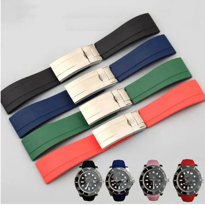 20mm Silicone Watch Band för Rolex GMT Submarine OysterFlex gummiband Arvband2225