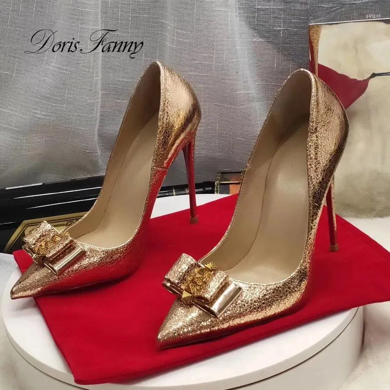 Dress Shoes Doris Fanny High Heels Women Gold Stiletto Woman Pumps Good Quality Party Wedding Lady Butterfly