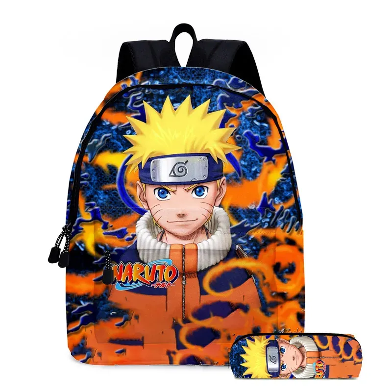 Väskor uzumaki anime dubbelsidig utskrift ryggsäck skola sasuke pojkar flickor mode bärbar dator stor kapacitet skolväska för gåva