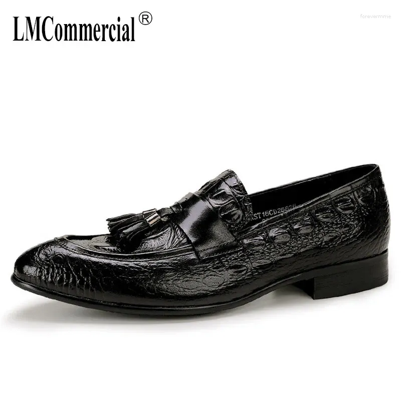 Dress Shoes British Pointy Mens Leather Crocodile Pattern Tassel Business Casual Men All-match Cowhide Herfst