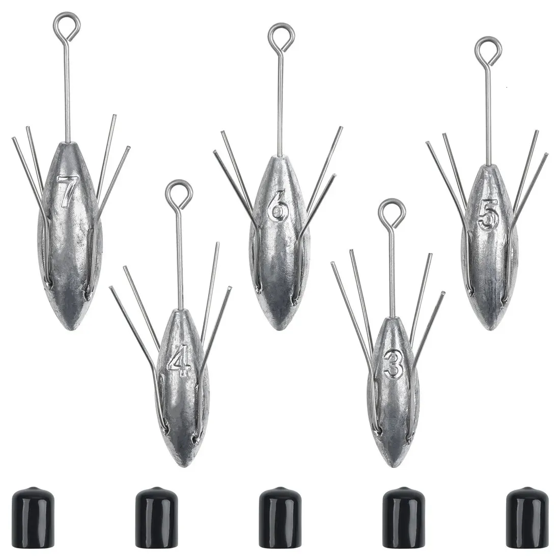 5pcs Sputnik Sinker Surf Pêche de pêche à longue queue Saltater de surf Piinkers Catfish Beach Spider Poids Bass Fishingtackle 240418