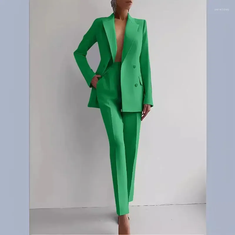 Women's Two Piece Pants Blazer And Sets 2 Pcs Solid Outfits Female Professional Interview Clothing Office Lady Trousers Suits Work Wear