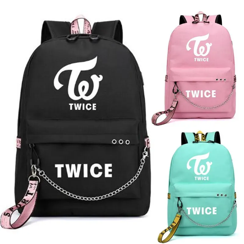 Bolsas duas vezes a estrela coreana Nayeon Momo Backpack School Sacha