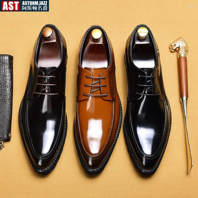 Dress Buty 2024 Classic Business Men's Fashion Eleganccy formalny ślub mężczyźni poślizgnąć się na biurze Oxford dla czarnego brązu