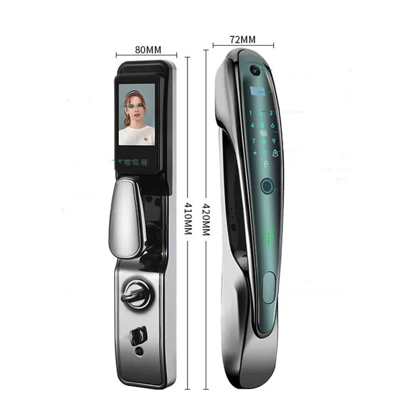 Besturing Smart Fingerprint Aluminium Automatisch elektronisch deurvergrendeling met app Remote Control Neem video en foto OLED Display Screen