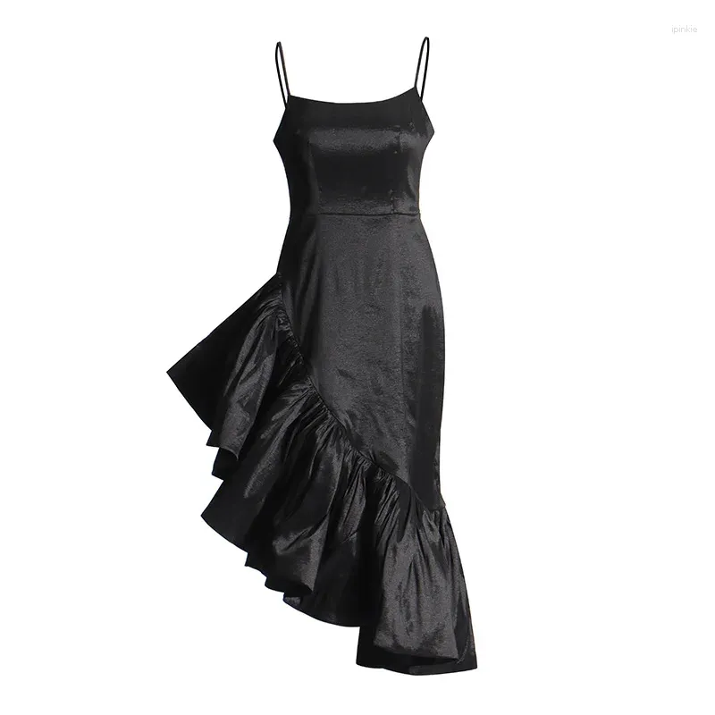 Vestidos casuais designer de marca de celebridades babados sólidos vestido de noite de baile de noite para mulheres para ocasiões fomais Midi Long Sundress Straps vestidos