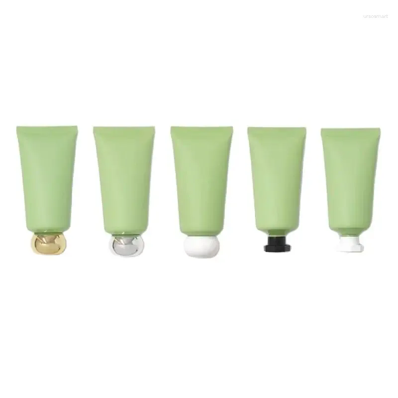 Bouteilles de rangement bouteille rechargeable en plastique vide givré green 50g tube souple 30pcs couvercle de couvercle d'emballage cosmétique complique