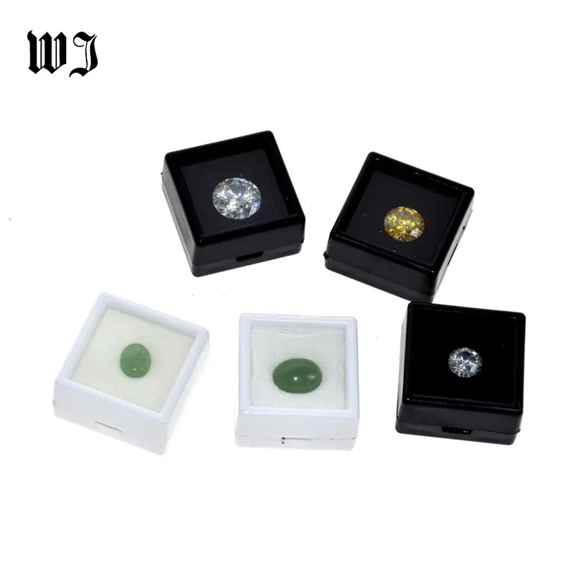 Display Wholesale Gemstones Collection Box Loose Diamond Jewelry Display Case Holder Gem Show Storage Container Box Plastic White Black