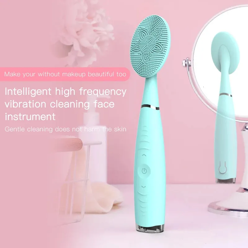 Mini Electric Cleaning Brush Sonic Vibrator Waterproof Pore Cleaner Face Brush Washing Massage Silicone Beauty Skin Care 240416