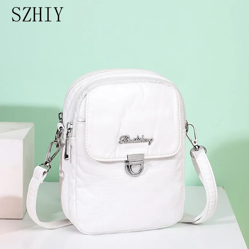 Bags Phone Bag Crossbody White Mini Bags for Women 2021 Shoulder Ladys Designer Purses and Handbags Soft Pu Leather Bolsa De Ombro