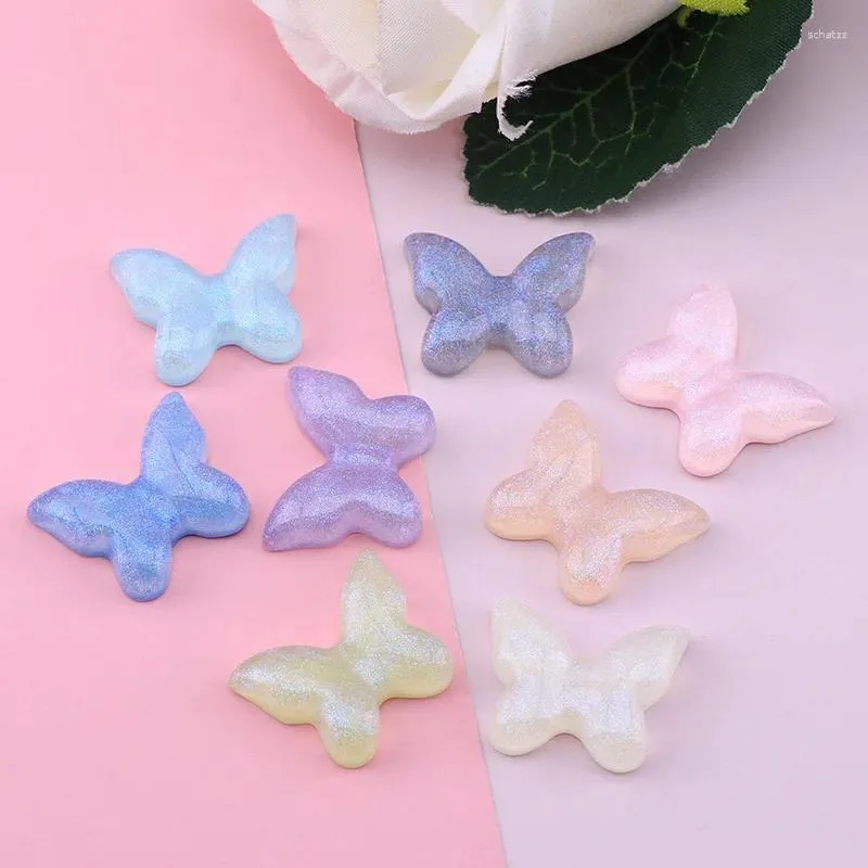 Figurine decorative graziose farfalla lucida piatta in resina cabochons scrapbooking di gioielli fai -da -te decorazioni decorazioni 10pcs -l98