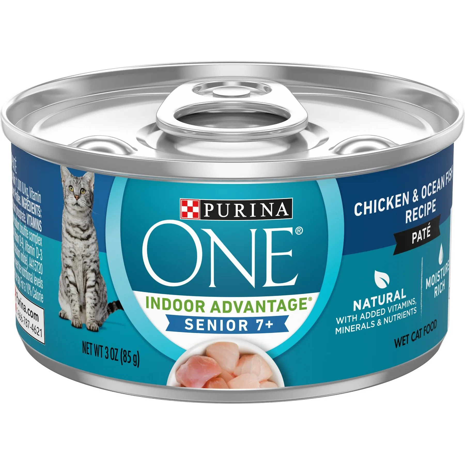 Senior Cat Food - Chicken & Fish Pate, 7+ Indoor Formula for Healthy