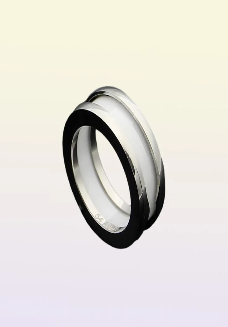 Högkvalitativ vita keramiska ringar Nya lyxmodemärke titanstål kvinnor charm kärlek par ring smycken hel4182931