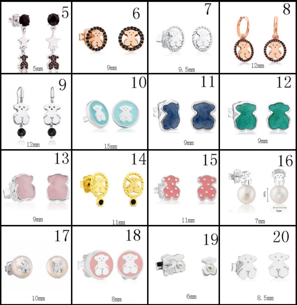 2020 100 925 Sterling Silver Bear Stud -oorbellen Classic Pierced Stud oorrings sieraden Fabrikanten hele 133565928