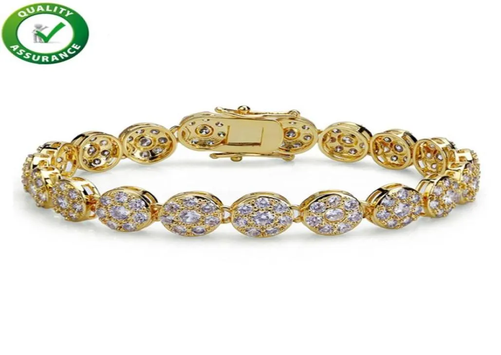 Hip Hop Designer Jewelry Mens Gold Bracelets Luxury Bangles Iced Out Diamond Tennis Bracelet Style for Love Rock Link Chain6663174