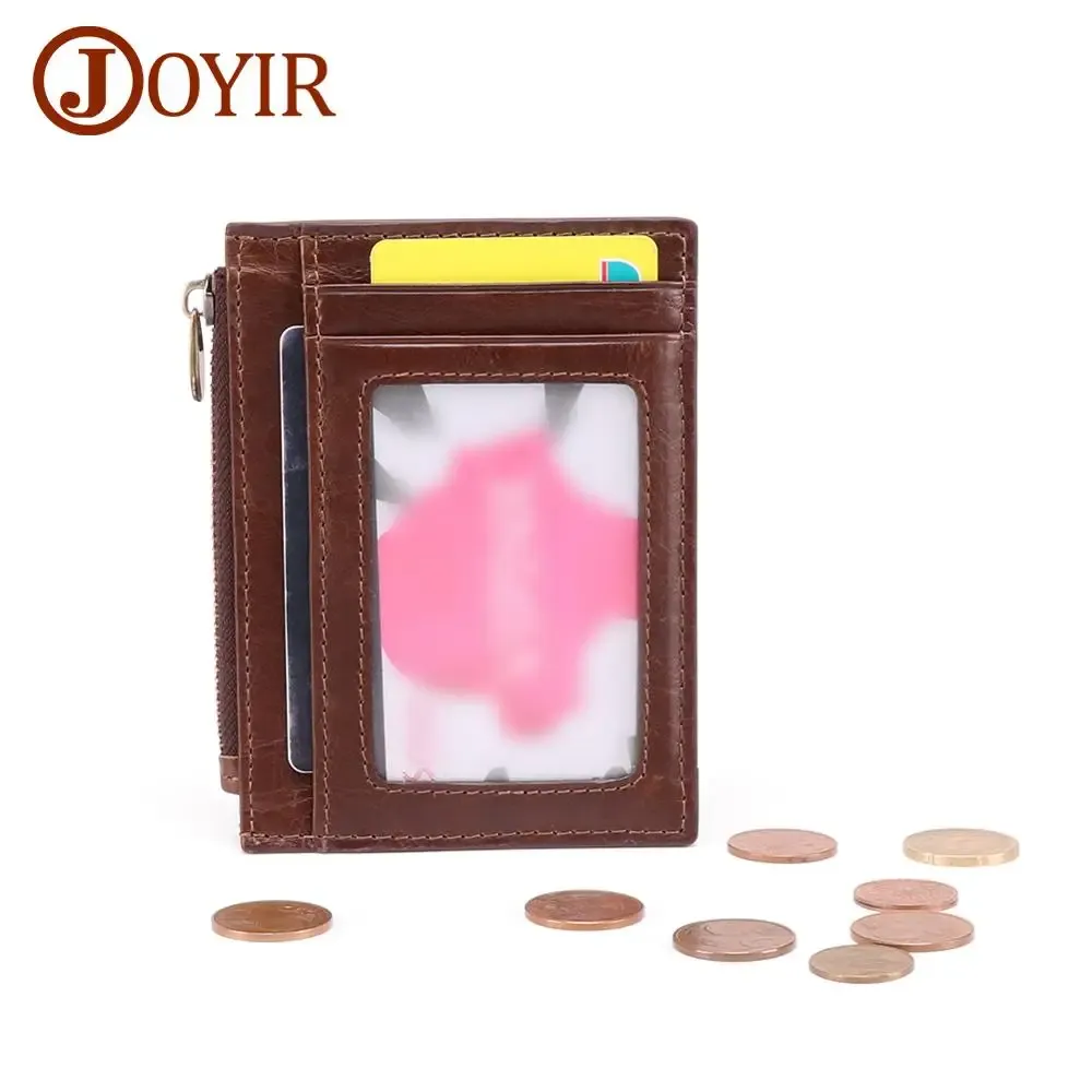 Halter Joyir Echtes Cowhide Leder Rfid Männer Karten Brieftasche Mini Casual Card Hold mit Münztasche Herren kleiner dünner Walet Slim Brieftaschen