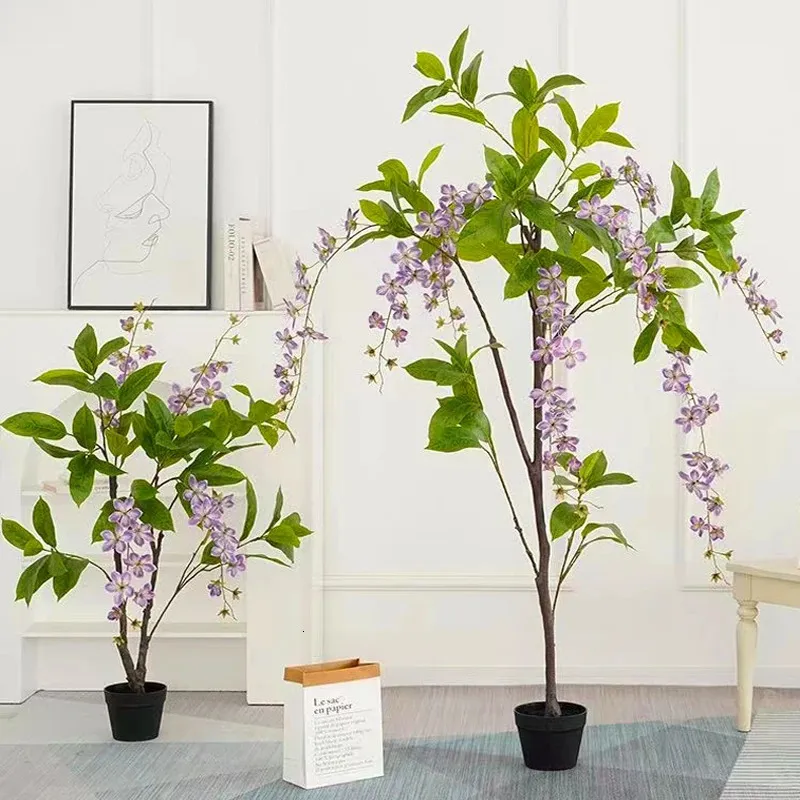 110cm Luxury Jasmine Flowers Artificial Hanging Decorative Plant Silk Tree For Home Wedding Decor 240407