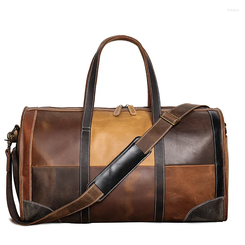 Duffel Bags Nesitu HighEnd grande grande grão vintage de grãos genuínos homens homens homens viagens Bolsa de ombro Messenger Gym Duffle M30168