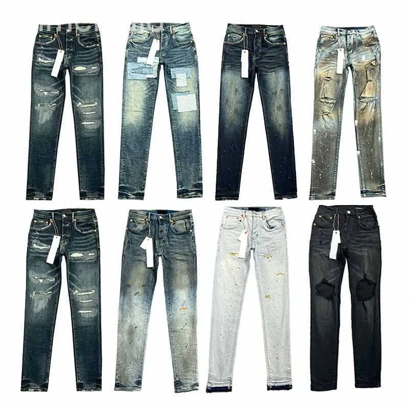 Motorcykel Ksubi jeans designer jeans män kvinnor byxor lila ksubi high street lila retro färg fläck slim fötter mikro elastiska jeans hiphop blixtlås hippop sti