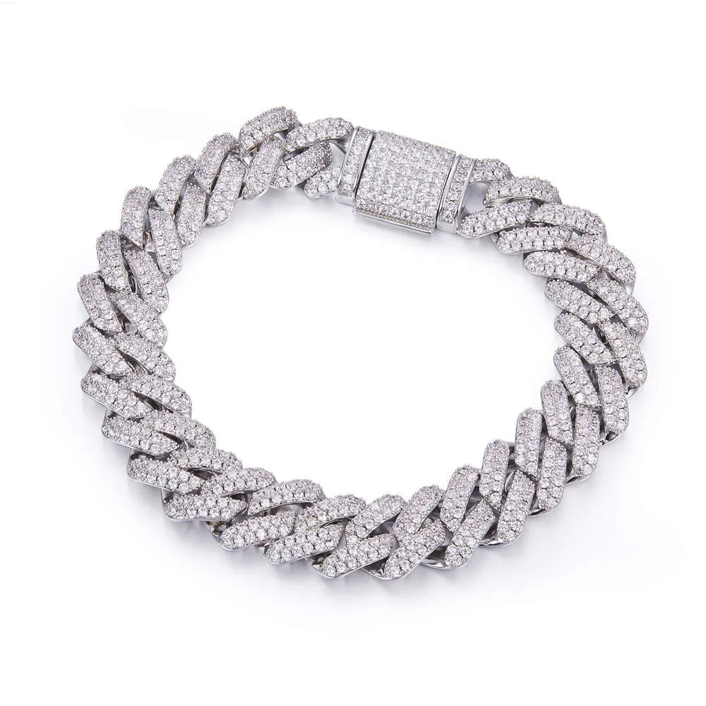 Miami Iced Out S925 Sterling Silver 14mm 16 18 20 22 24 26 Inch Moissanite Choker Baguette Cuban Link Chain Necklace for Men