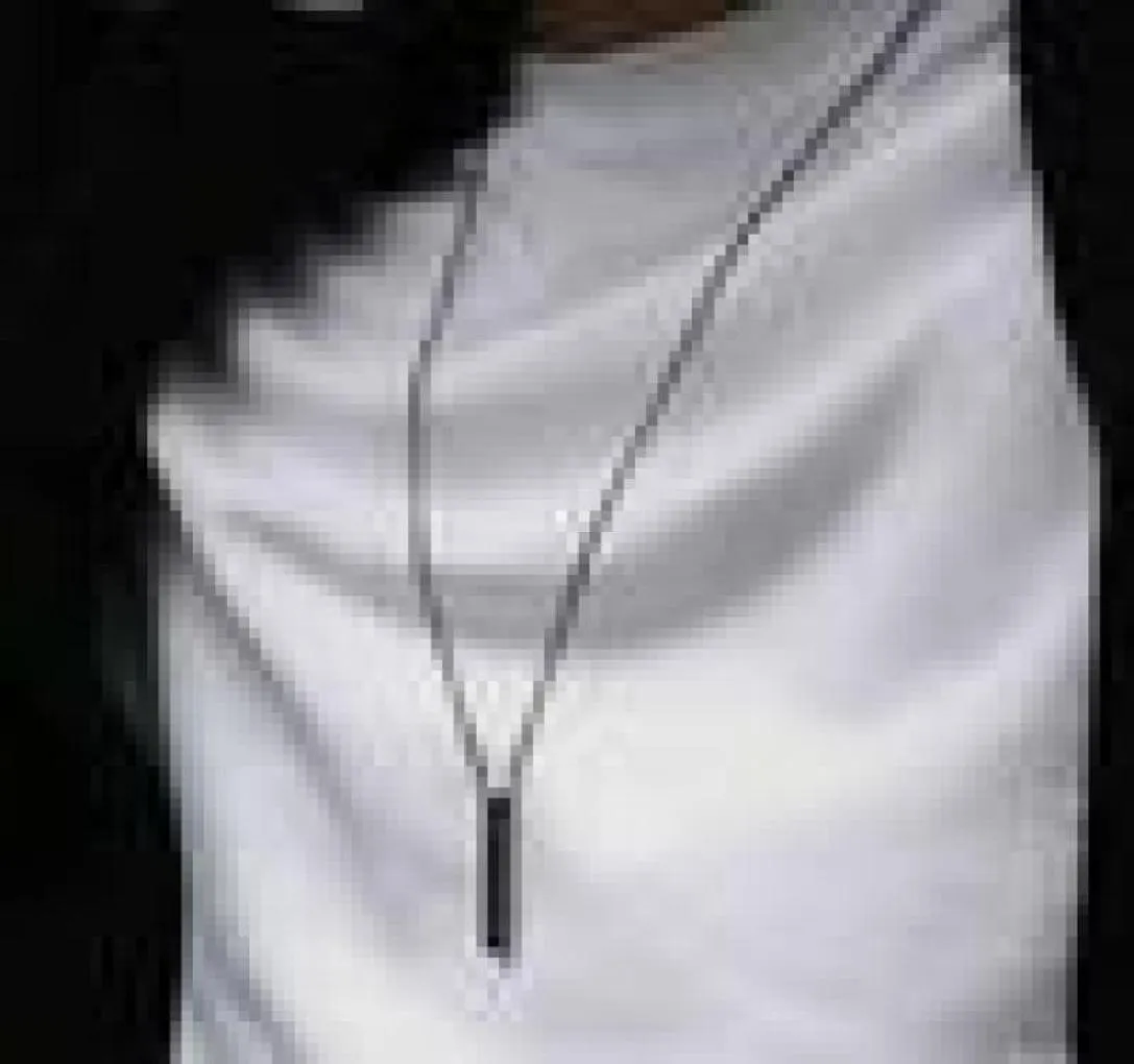 Klassisk rektangelhalsband män rostfritt stål svart färg kubansk kedja för män smycken gåva6490396