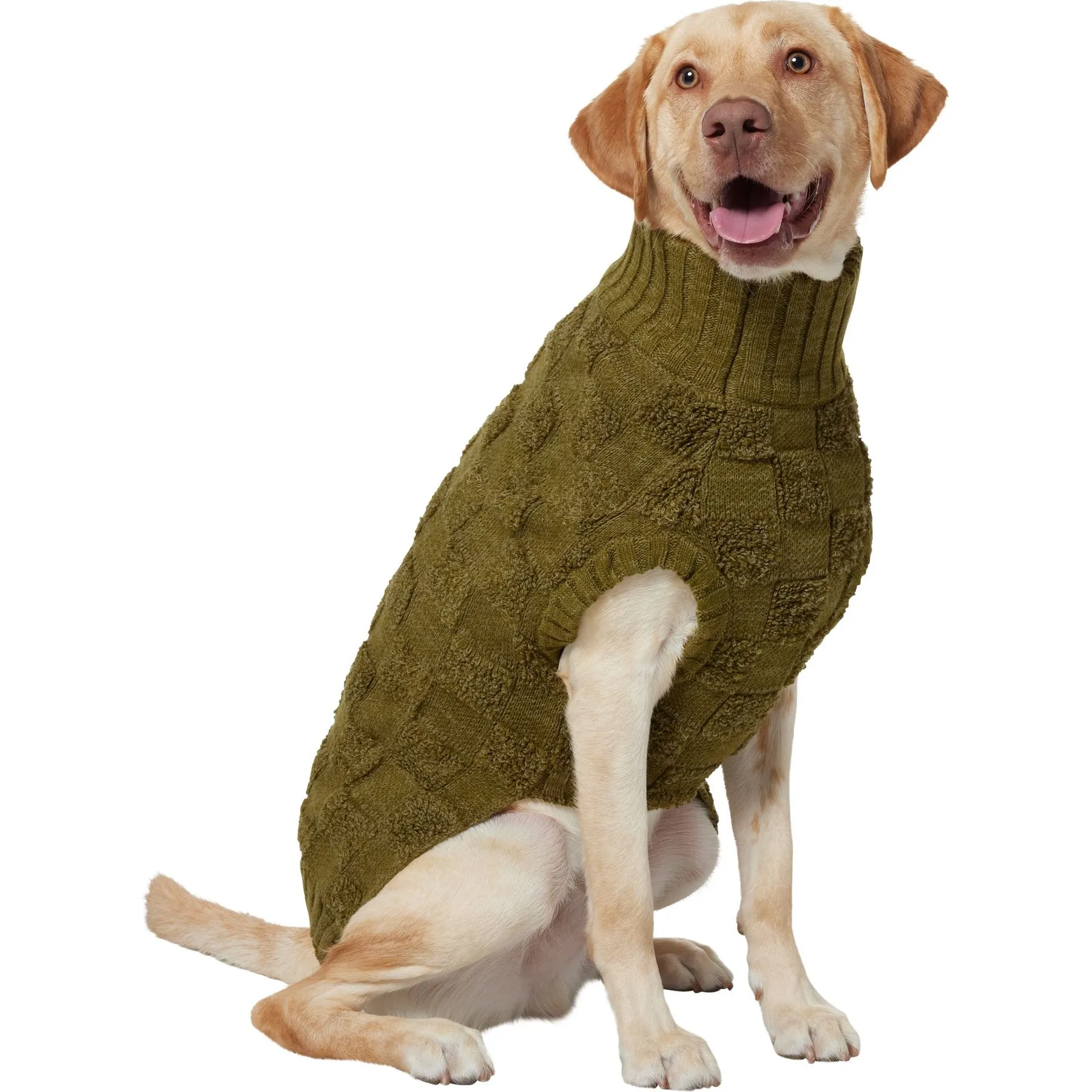 Checkered Mock Neck Pet Sweater: Warm Dog Turtleneck Sweater for