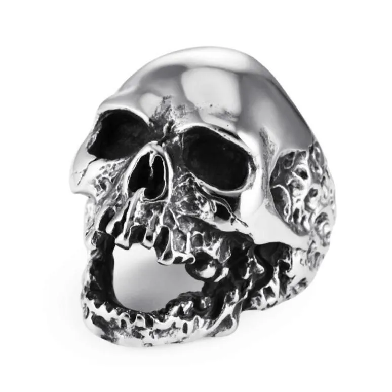 Whole 2018 Mens Walking Evil Skull Ringステンレススチールメンズボーイズシルバークールマンモーターバイカーリング12028304288662