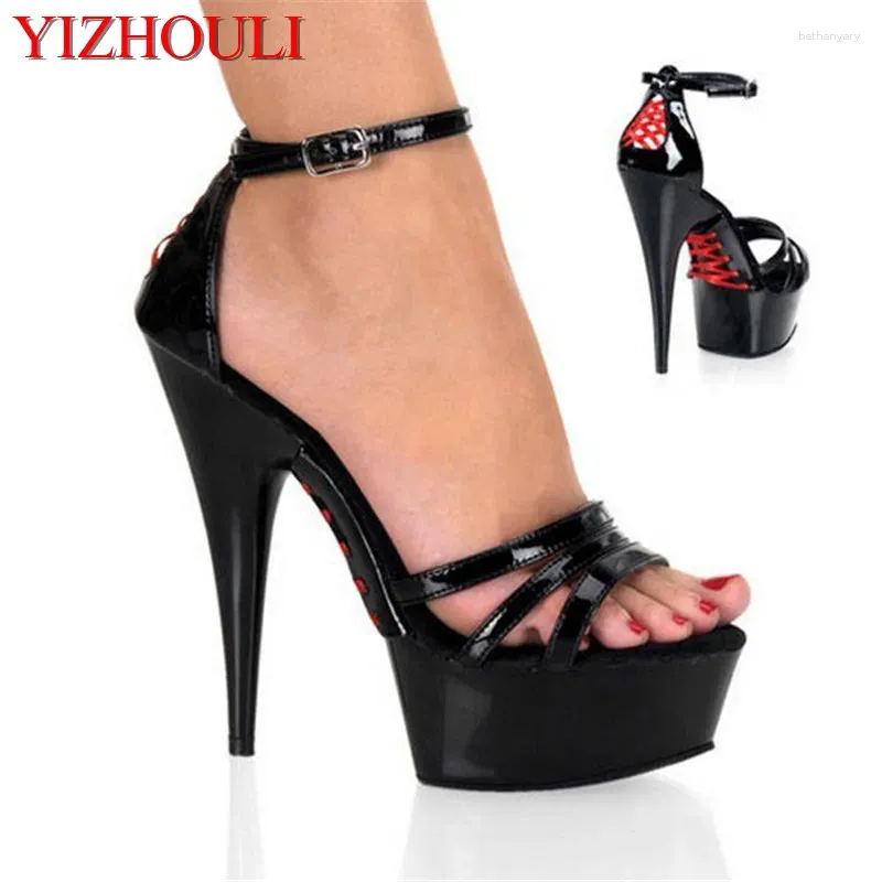 Dance Shoes Style Cross-stitched High-heeled Sandals 15cm Sexy Model Runway Pole Dancing