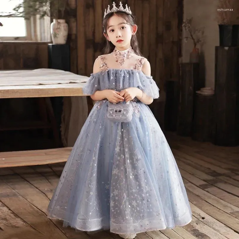 Girl Dresses 2024 Spring Series Flower Dress Fashionable Birthday Sweet Trend Heavy Industry Performance