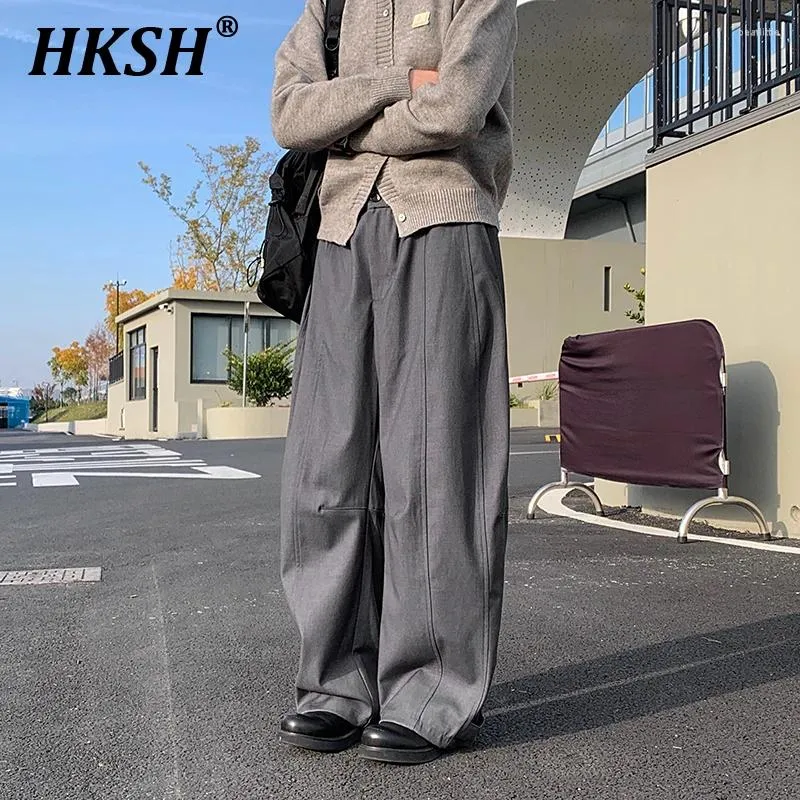Pantalones para hombres HKSH Spring y Autumn Trendy Brand tandamonada Legal, de pierna ancha, de carga casual, marea oscura, pantalones de diseño de nicho HK0104