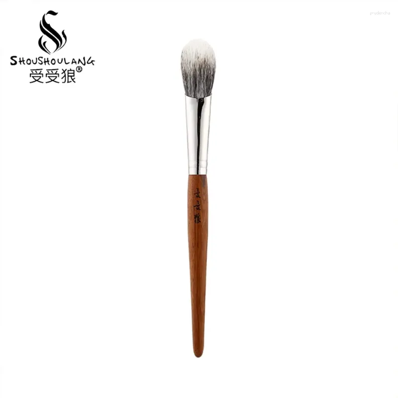 메이크업 브러시 Shoushoulang Professional Handmade 메이크업 브러시 GY108 경사 뾰족한 흠집 saikoho 염소 머리 로즈 우드