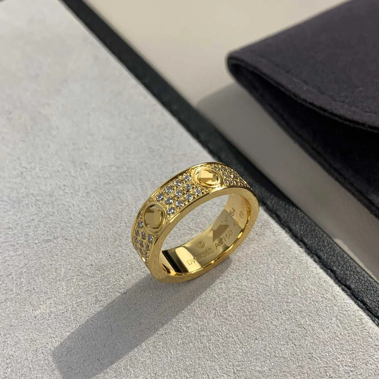 Designer Mode High -Version Gold Dicke plattiert 18k Mijin Weit schmaler Full Sky Star -Ring mit zwei Reihen und drei von Diamanten modischen personalisierten Diamanten