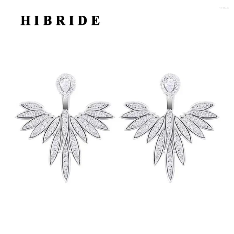 Kolczyki na stadninie Hibride Kolor biały złoto Cuubic Cydron dla kobiet Birdal Akcesoria Boucle D'Oreille Biżuteria E-01