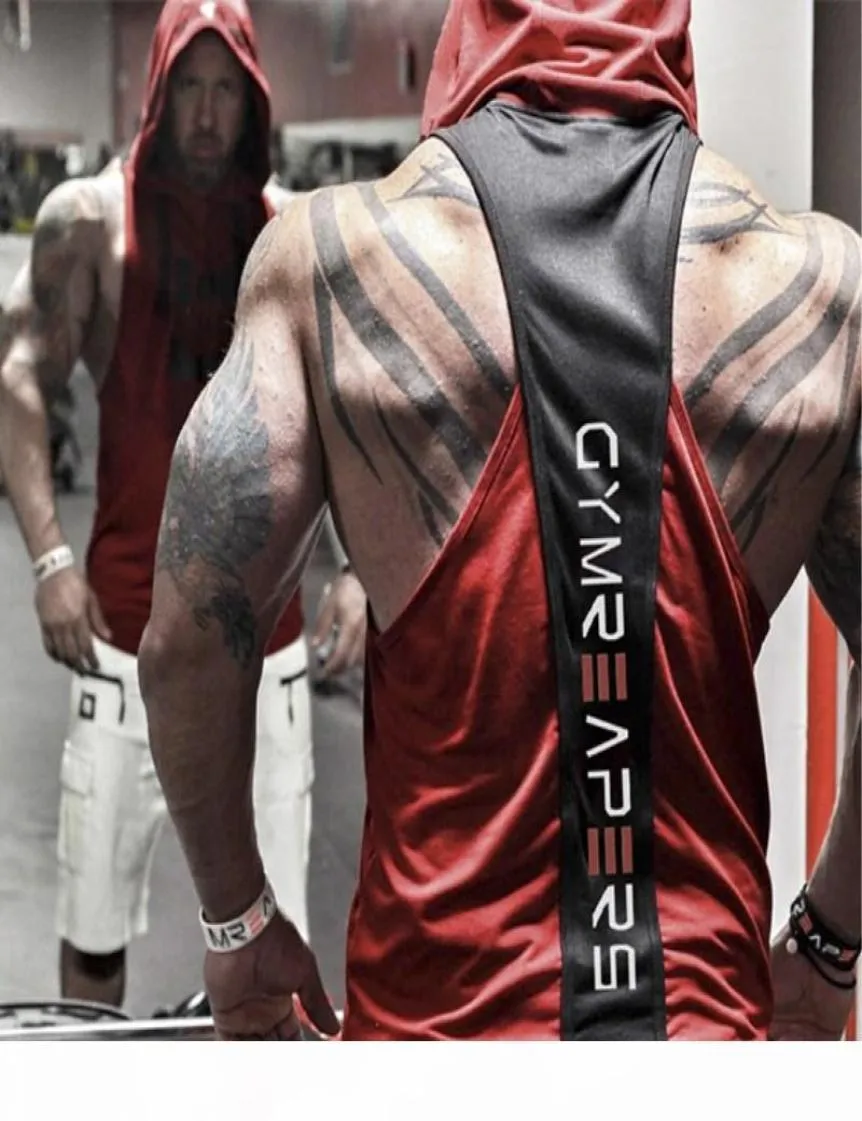 Black Red Men039S 디자이너 Tshirt Gym Mens 근육 민소매 탱크 탱크 티 셔츠 후드 스포츠 피트니스 조끼 외부 복장 도매 3682693