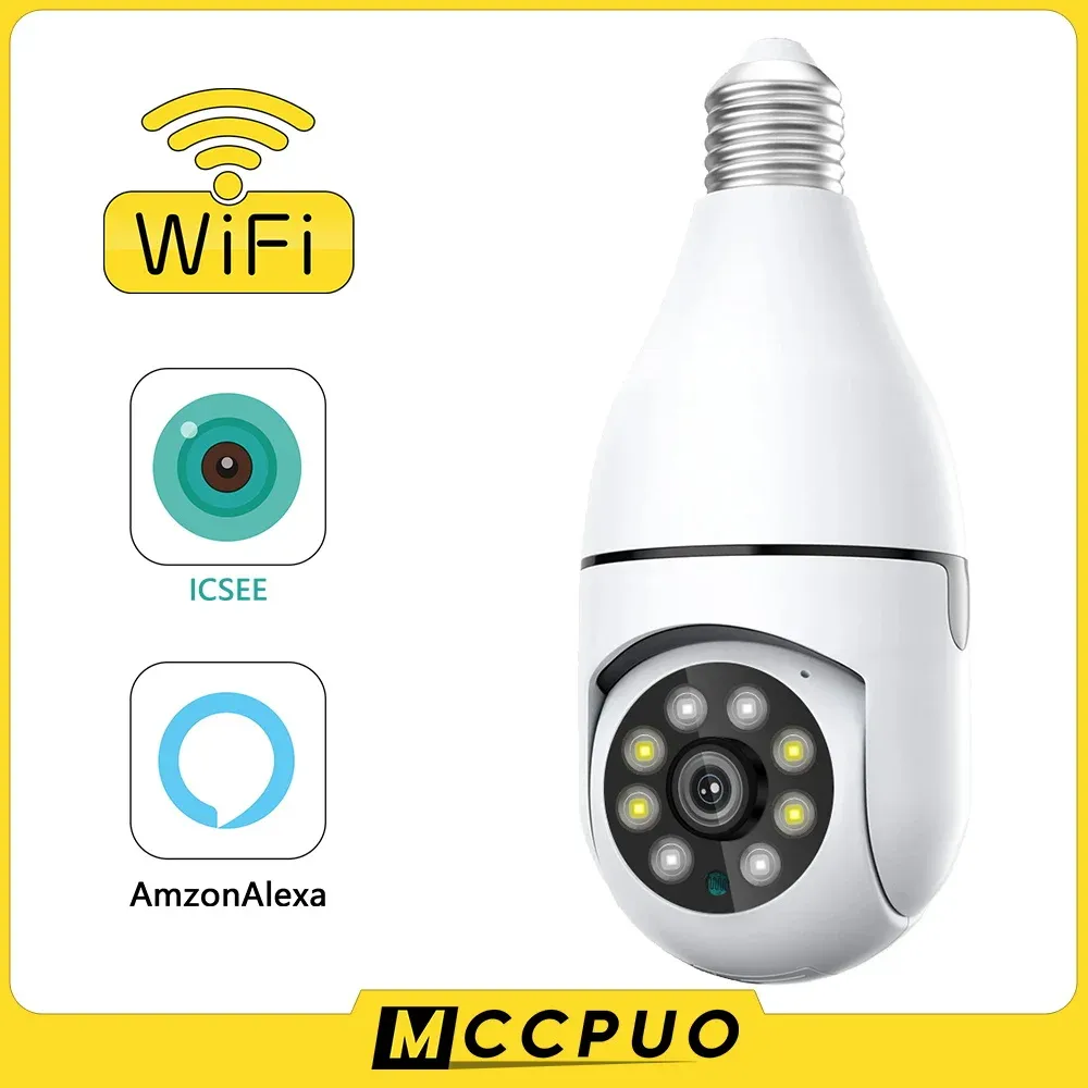 Monitörler MCCPUO 4MP E27 PULB WIFI IP KAMERA PTZ Kablosuz Gece Görüşü İki Yolu Sesli Bebek Monitörü Otomatik İzleme Ev CCTV Kamera ICSEE