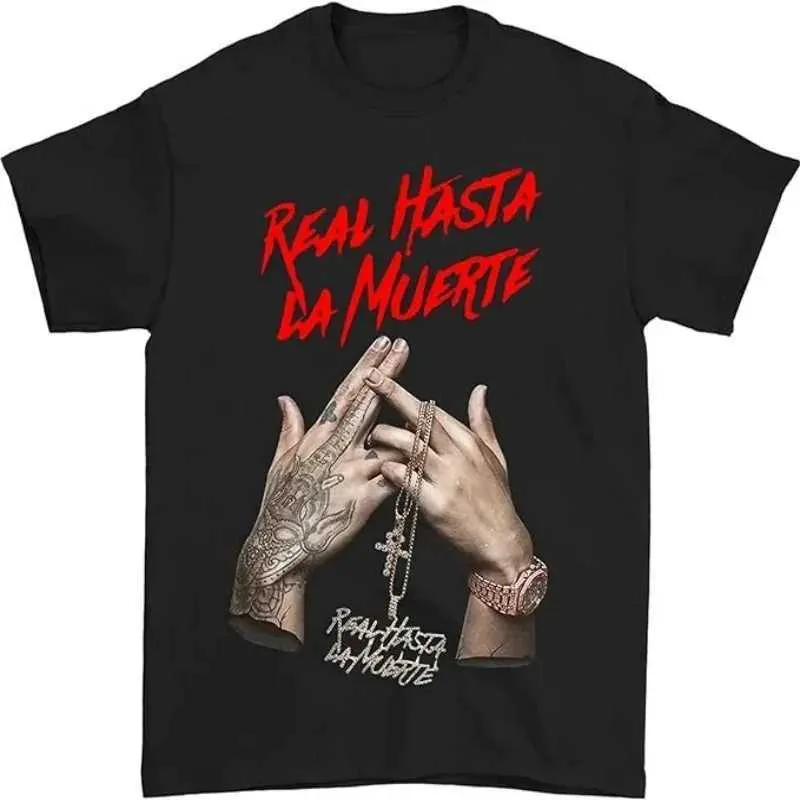 Camisetas para hombres 2024 New Real Hasta La Muerte T Shirt Highstrt Cool ANUEL AA SLVE Fashion Moda de gran tamaño Camiseta Mujeres redondeadas Tops Y240420