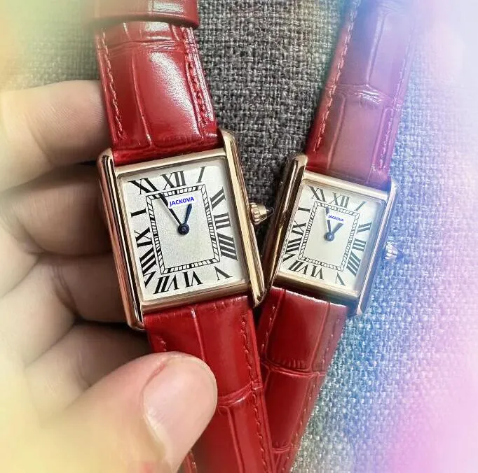 Iced Out Simple Two Pins Cador Watch 28 mm Square Roman Tank petite taille Horloge Femmes Quartz Mouvement Vow Cow Coue Rose Rose GOLES Silver Relogio Feminino