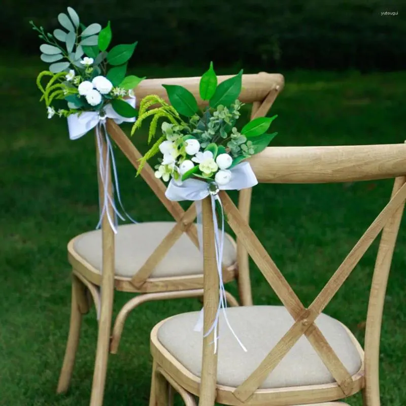 Decoratieve bloemen kunstmatige stoel rug bloem multi-colour gangpad arrangement outdoor bruiloft decoratie feest dineren decora