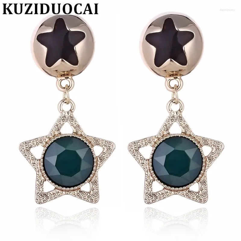 Boucles d'oreilles Stud Kuziduocai Bijoux de mode Bohe ethnique ne se décolorera pas Géométrie de l'étoile mate de cristal pour les femmes Brincos E-771