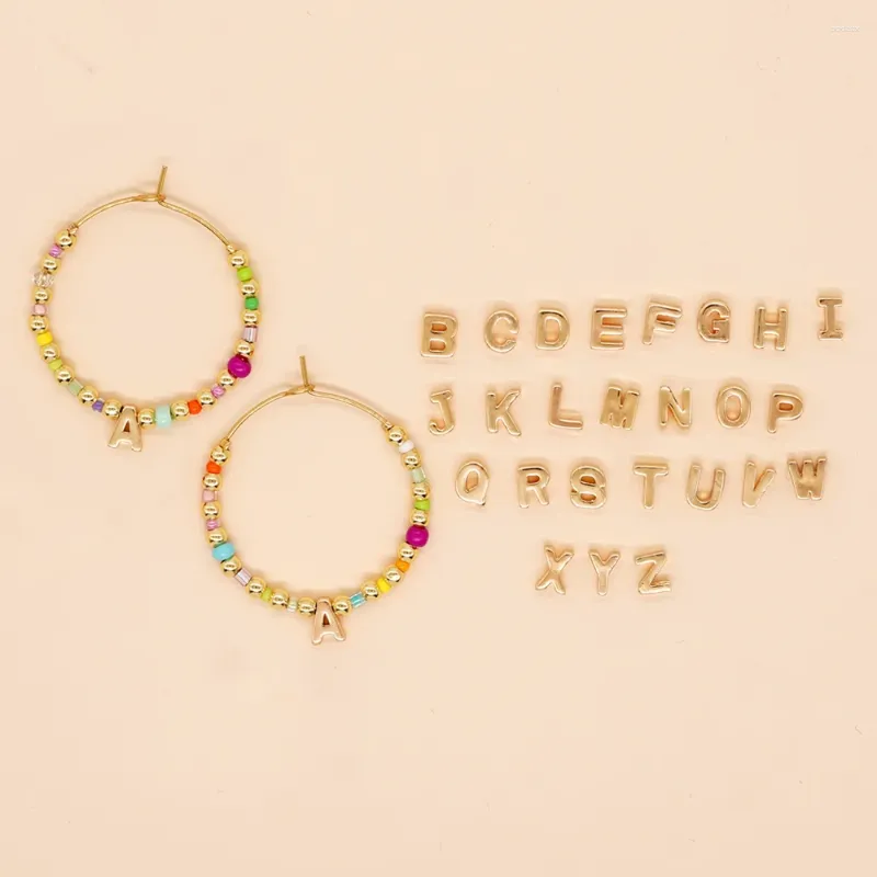 Boucles d'oreilles cerceaux go2boho graines de graines multiples bijoux de cuivre perlé 26 lettres de mode personnalisés surfeur plage tendance pour femmes hommes